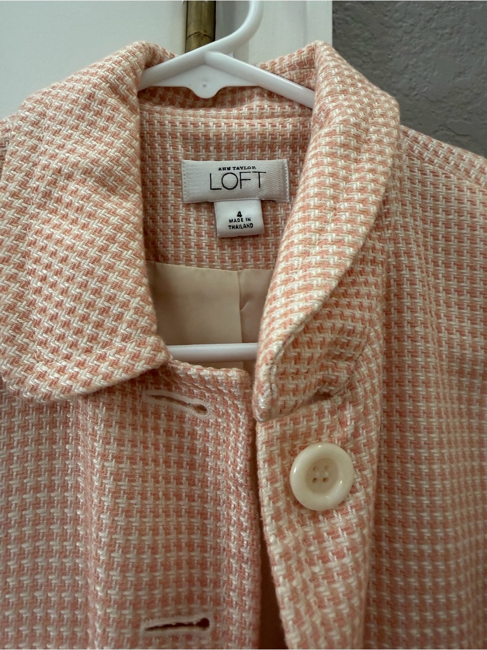 LOFT Peach-Pink Tweed Pea Coat